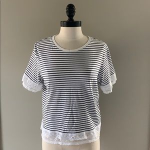 Topshop Stripey Top with Lace